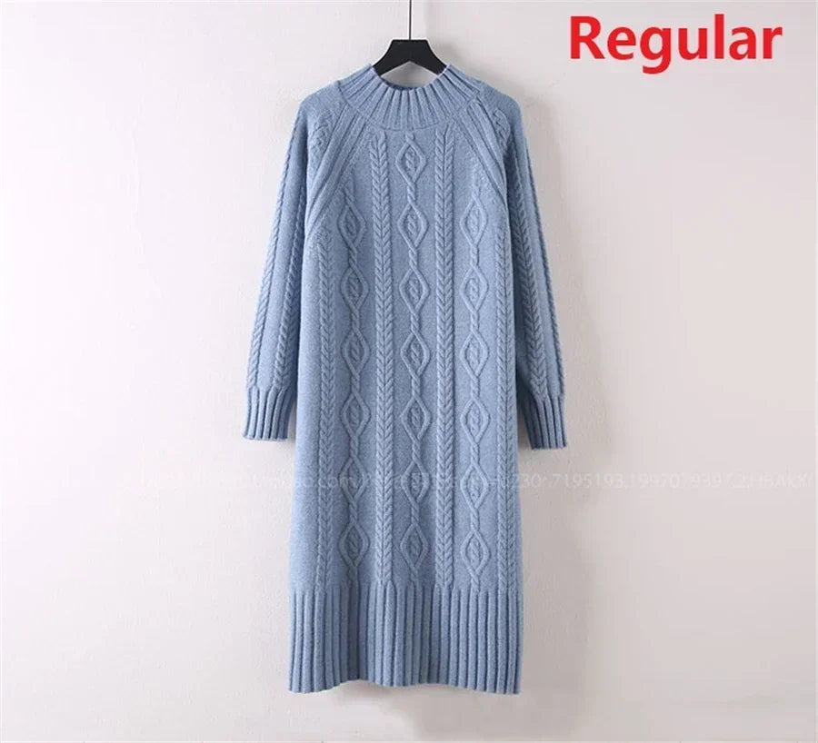 Women Cozy Knit Long Dress – Warm Winter Sweater Dress