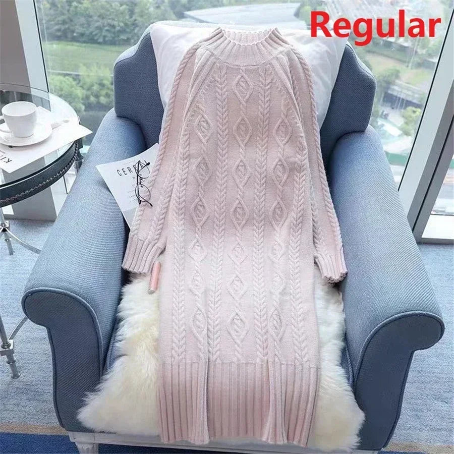 Women Cozy Knit Long Dress – Warm Winter Sweater Dress