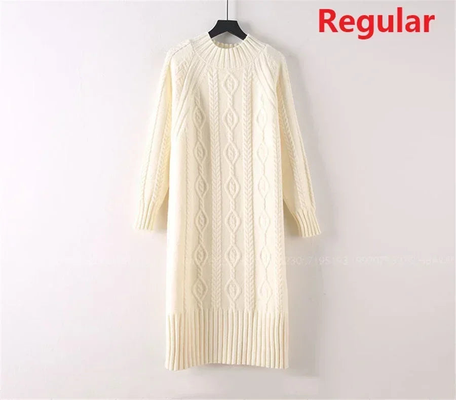 Women Cozy Knit Long Dress – Warm Winter Sweater Dress