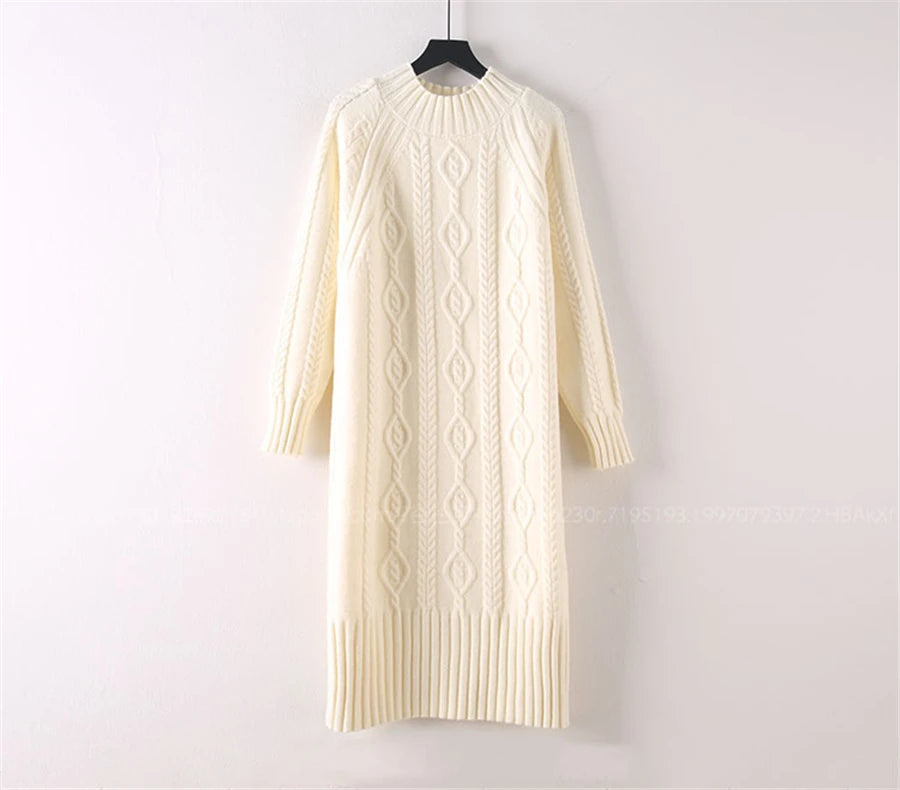 Women Cozy Knit Long Dress – Warm Winter Sweater Dress