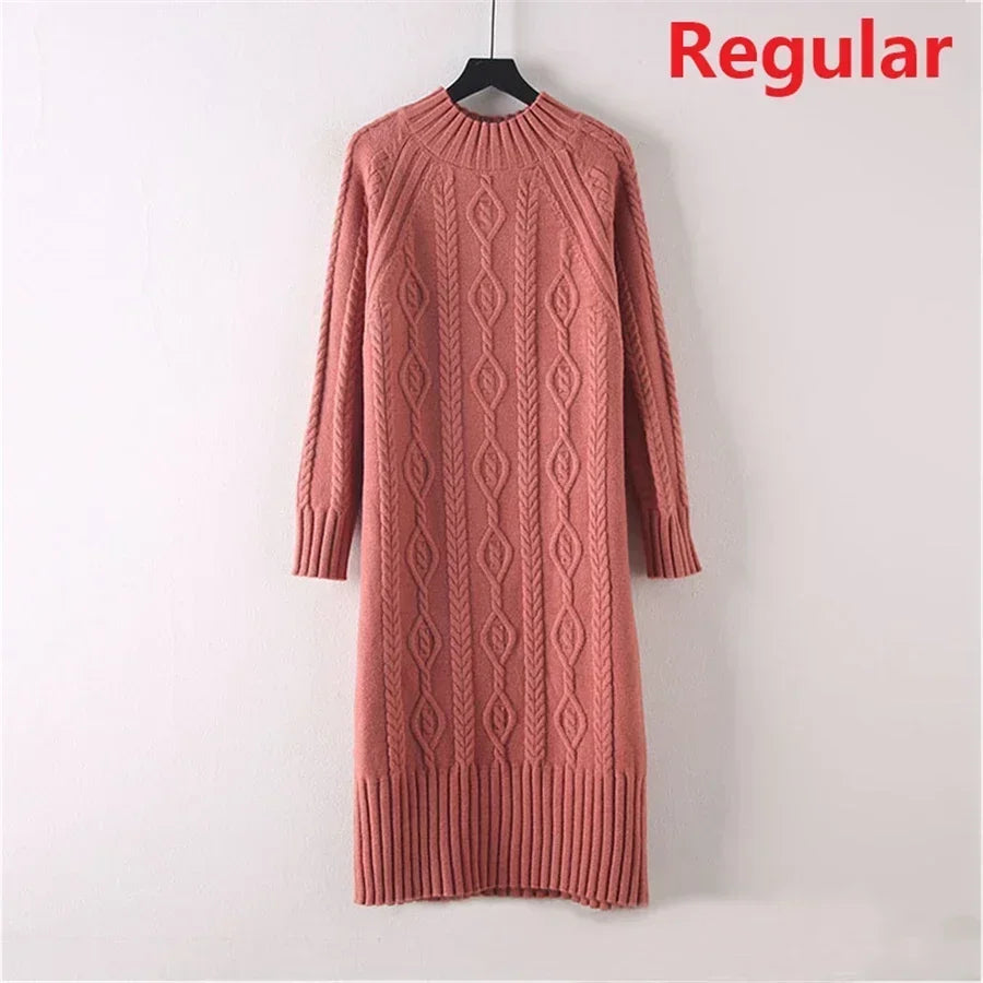 Women Cozy Knit Long Dress – Warm Winter Sweater Dress