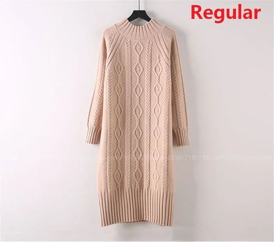 Women Cozy Knit Long Dress – Warm Winter Sweater Dress